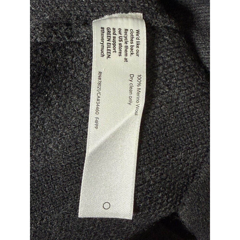 Eileen Fisher Black Gray Square Print Poncho Sweater Cape Merino Wool - One Size - Picture 5 of 6